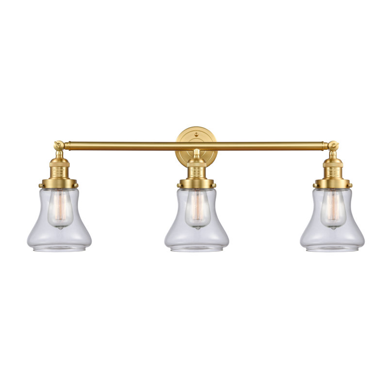 Éclairage de salle de bain à intensité variable 3 lumières Edda, Transparent, Or satiné, Ampoule DEL 6 watts Vinage