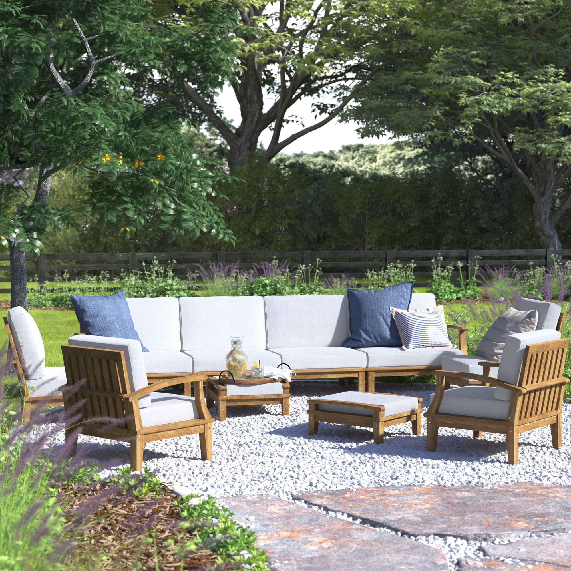Modway Marina 10 Piece Outdoor Patio Teak Set, White
