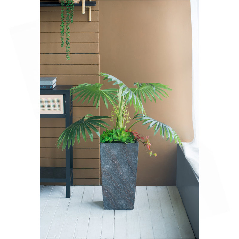 Jardinière en ciment 9,4 x 9,4 x 18,1 po, 18.1" H x 9.4" W x 9.4'" D