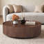 Table basse ronde en bois de noyer avec deux tiroirs de rangement, conception peu encombrante-129229008-134680501