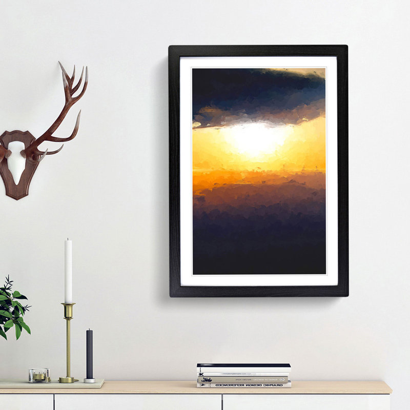 Sunset Through the Clouds in Abstract - Picture Frame Graphic Art Print, Black Framed, 87cm H x 62cm W x 2cm D