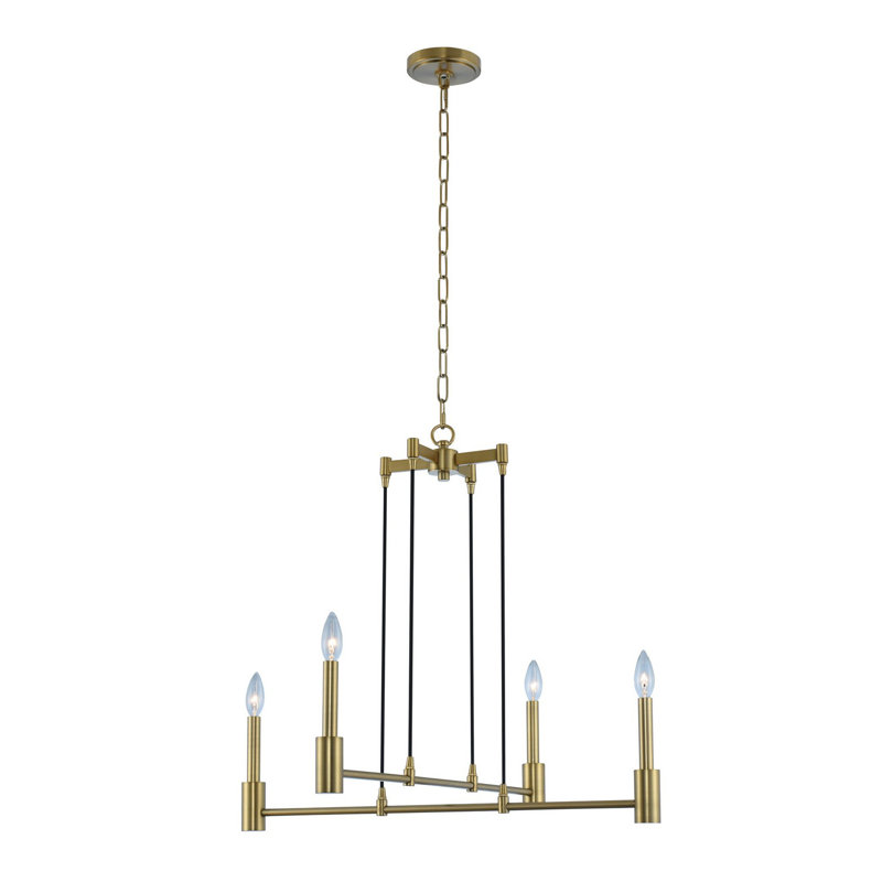 Lustre Mid-Century Art déco Kingston par Kalco, Laiton d'hiver