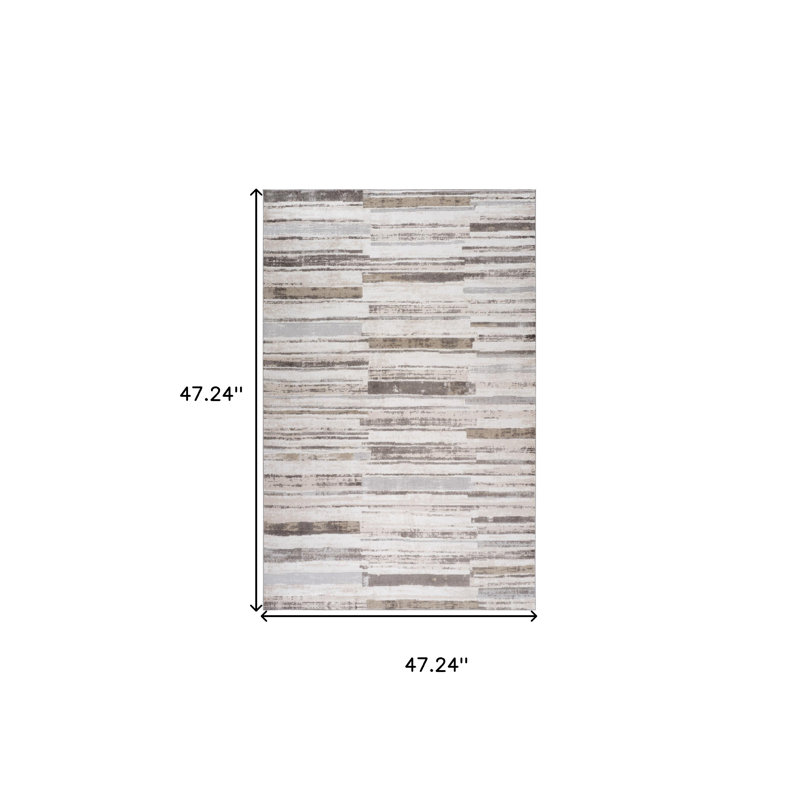 Tapis abstrait délavé beige et brun 4 pi x 6 pi