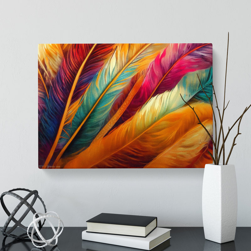 Colourful Bird Feathers Vol.3 - Wrapped Canvas, 50cm H x 76cm W x 3cm D