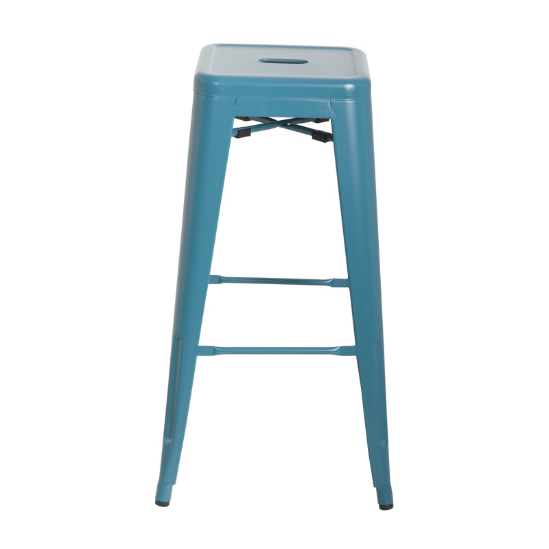 Tabouret de bar en métal 94115, Bleu sarcelle givré