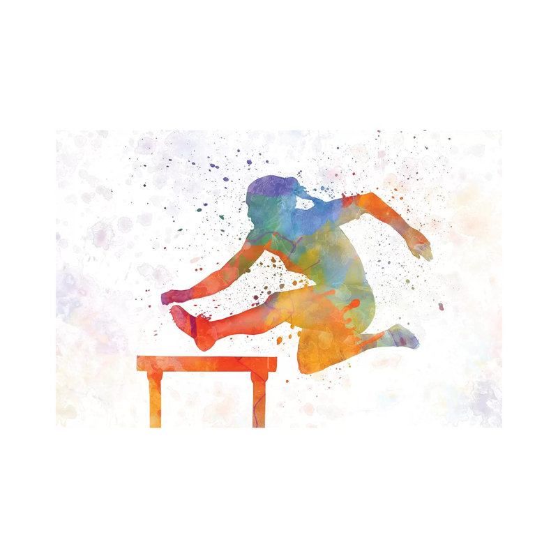 Track Hurdles Female Silhouette 1 Piece Wrapped Canvas Painting, 66.04 cm H x 45.72 cm W