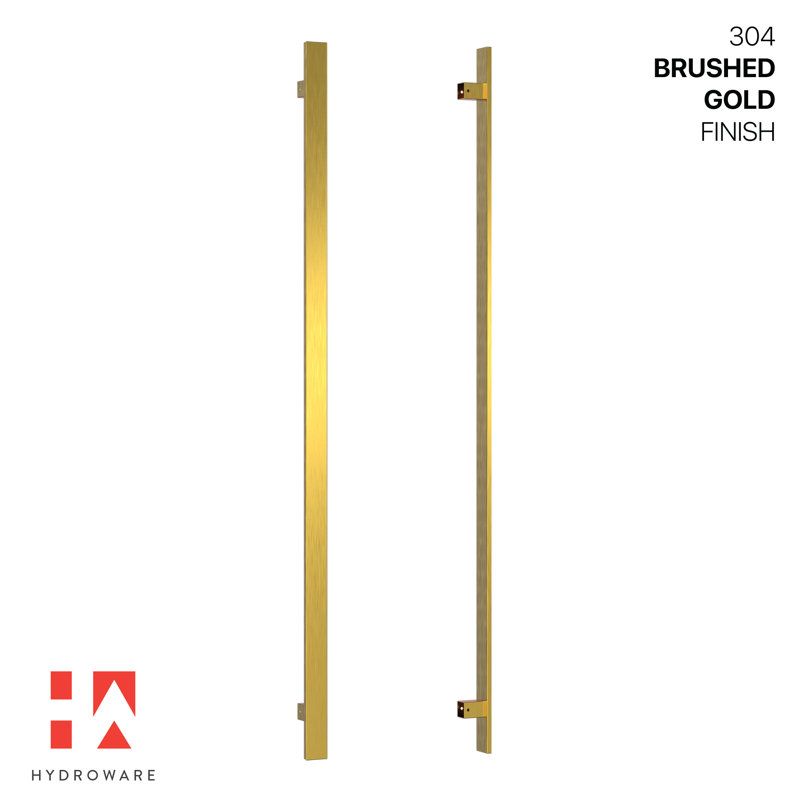Modern Brushed Gold Stainless Steel Push Pull Door Handle Set