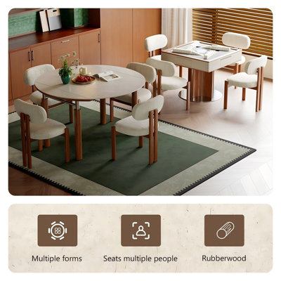 Table de salle à manger à rallonge entièrement automatique et moderne en bois massif à double plateau pour les règles chinoises