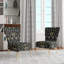 Chaise d'appoint rembourrée moderne bleue et dorée à motif de fleurs de luxe I