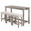 Ensemble de table de bar transitionnelle à 3 tablettes de 59 po de largeur avec tabourets capitonnés et ports USB Teneile-904190393