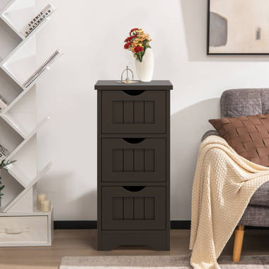 Costway Grey Wooden 4-Drawer Bathroom Cabinet Storage Cupboard 2