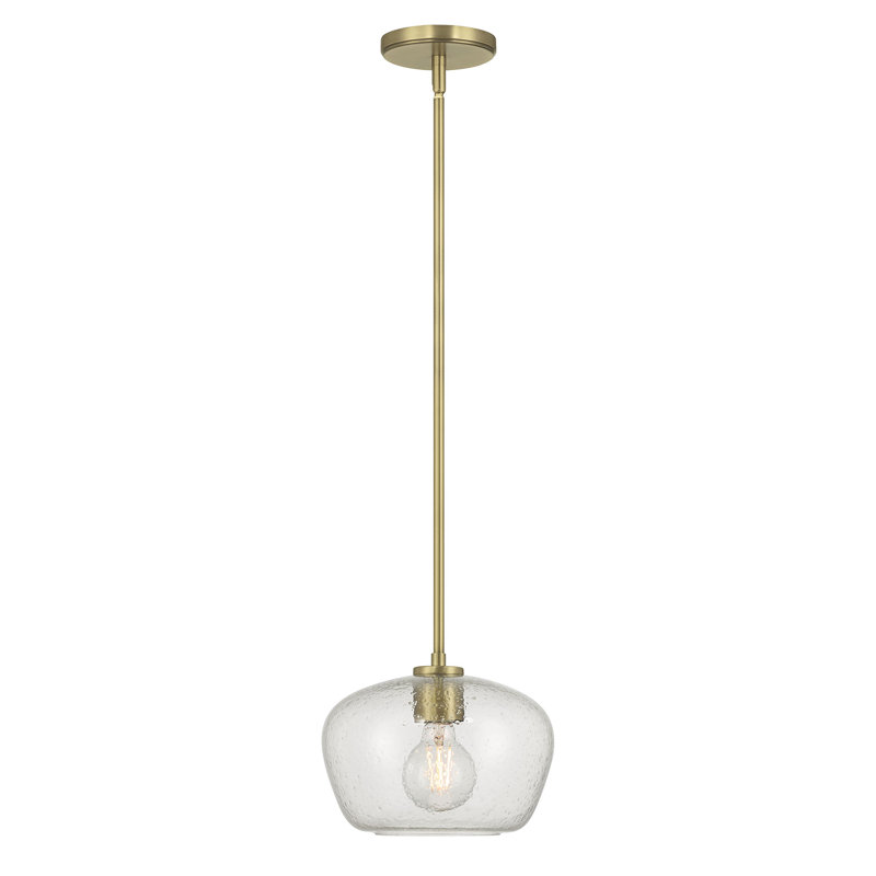 Luminaire suspendu 1 lumière Audree, Laiton rétro, H 46 po x l 9,75 po x P 9,75 po