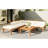6 - Piece Wood L Shaped Patio , Modular Design, Convertible Daybed, 5 Cushions, Tea Table, , For Garden Entertaining Outdoor Furniture And Removable Cushion Covers