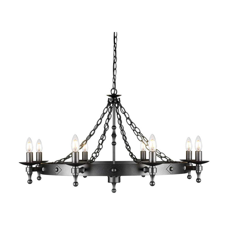 Devin 8-Light Wagon Wheel Chandelier