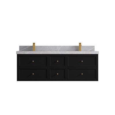 Roswell Floating 60'' Double Bathroom Vanity with Top
