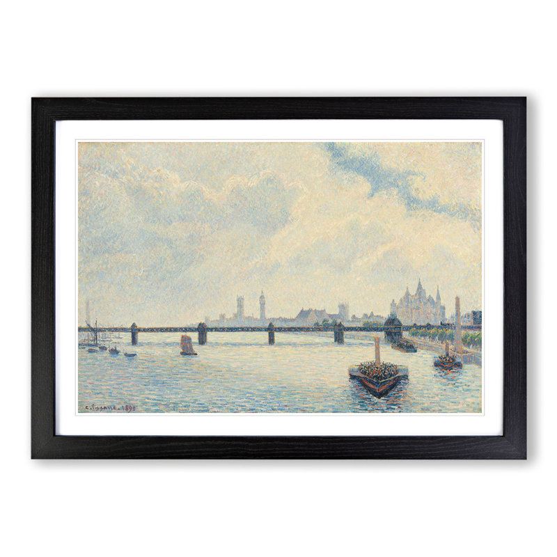 Charing Cross Bridge, London by Camille Pissarro - Framed Print, 48cm H x 65cm W x 2cm D, Black Framed