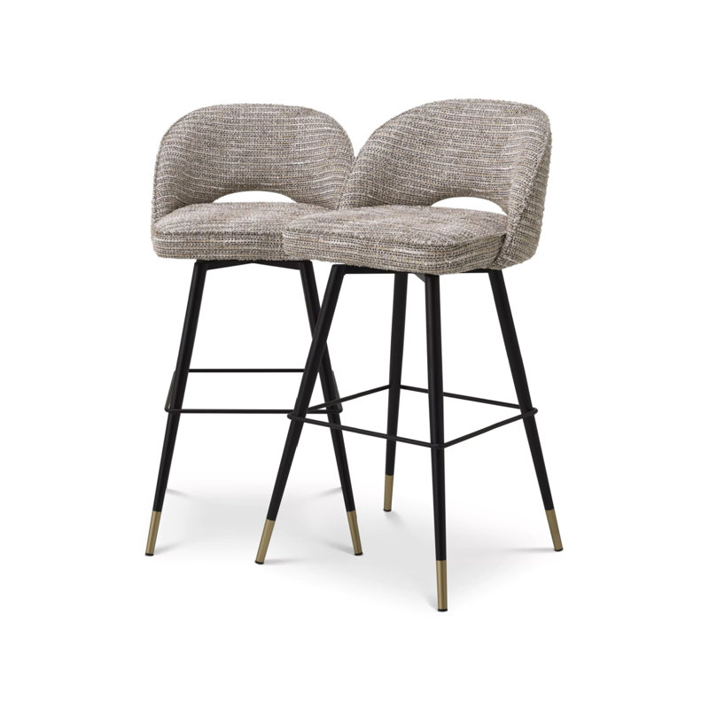 Cliff Swivel Upholstered Stool with Metal Frame, Bar Stool (31" Seat Height), Beige