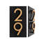Floating 2-Number Vertical Sign, Black /w/ Black / Gold Modern Font Numbers-1198211215