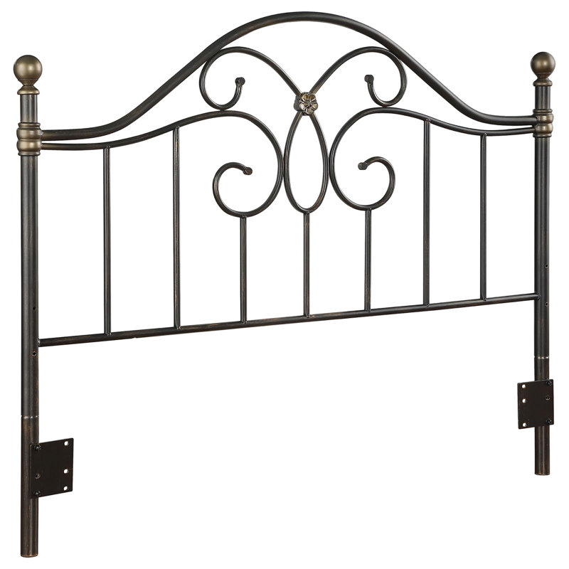 Tête de lit double / grand en métal noir et bronze, ornée de bronze papillon décoratif pour le charme de la chambre à coucher