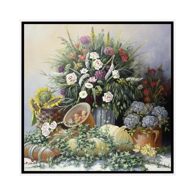 Citrouilles - reproduction d'art murale - toile encadrée, Impression encadrée sans passe-partout, H 18 po x l 18 po, Blanc