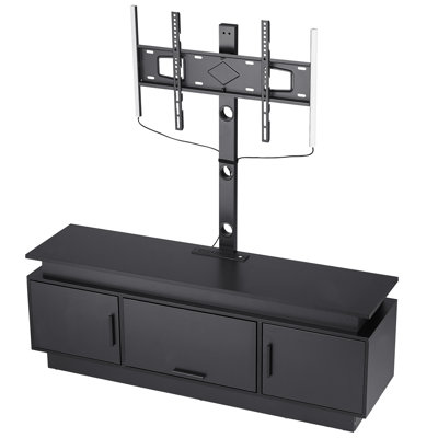 Meuble télé 52 po avec support pour téléviseur de 75 po ou moins, centre de divertissement avec prise de courant et lumières DEL, console télé à hauteur réglable avec support et 3 armoires de rangement pour la chambre à coucher, le salon
