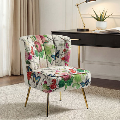 Mccowan Felicia Velvet Barrel Chair with Tufted Back