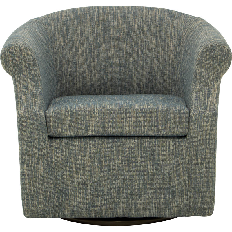 Fauteuil demi-tonneau pivotant l 3,5 po Buril, Mélange de polyester bleu marine Hapden
