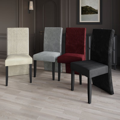 Chaise en velours côtelé noir et velours côtelé 4 pièces