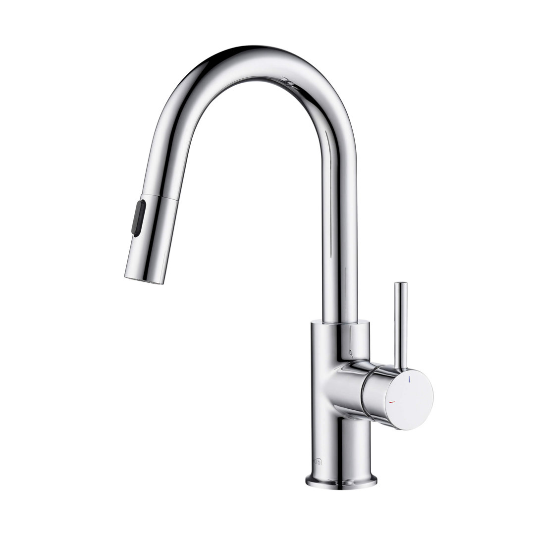 Luxe Pull Down Single Handle Kitchen Faucet with Accessories KIBI 