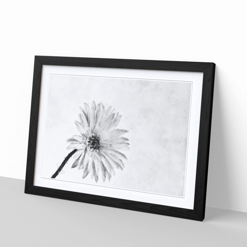 Flower Sketch - Framed Print, 45cm H x 63cm W x 2cm D, Black Framed