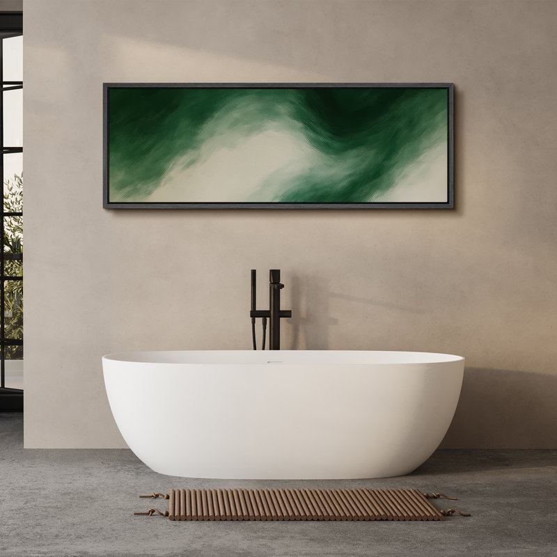 Large Framed Canvas Print Wall Art - Neutral Abstract Print for Modern Home Decor, 20" H x 60" W, Black