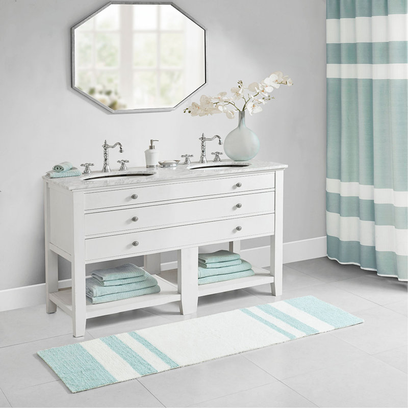 Reversible Bath Rug, Aqua, Runner 2' x 6'