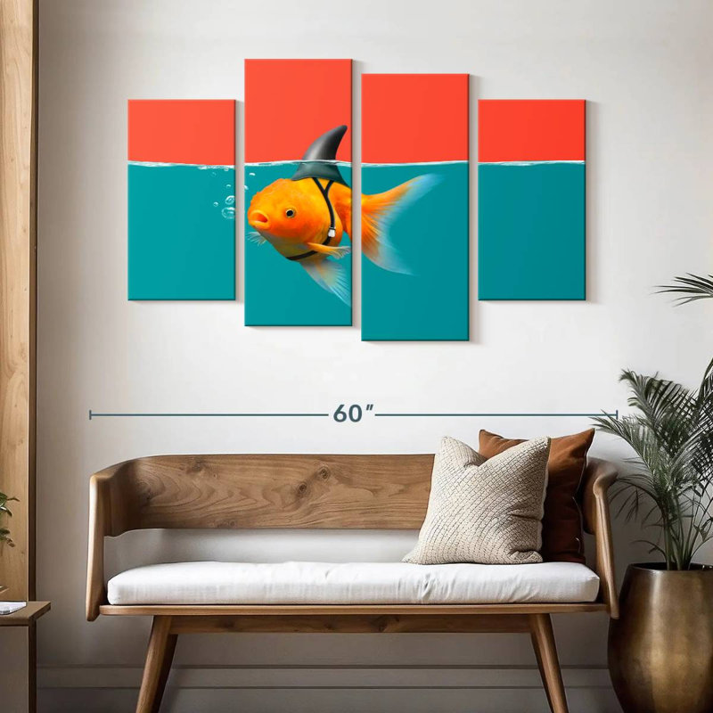 Goldfish As A Shark, 32"H x 52"W