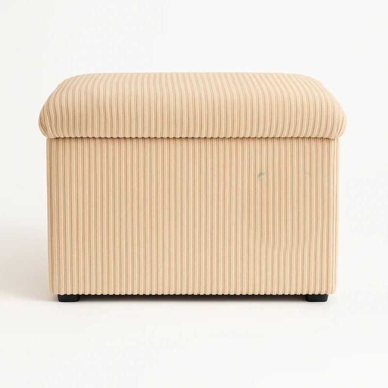 50cm Wide Tufted Footstool Ottoman, Beige