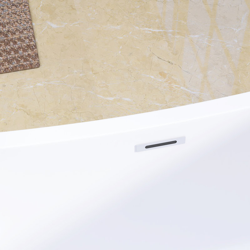 67 po X 30 po. Baignoire de trempage autoportante en acrylique blanc brillant