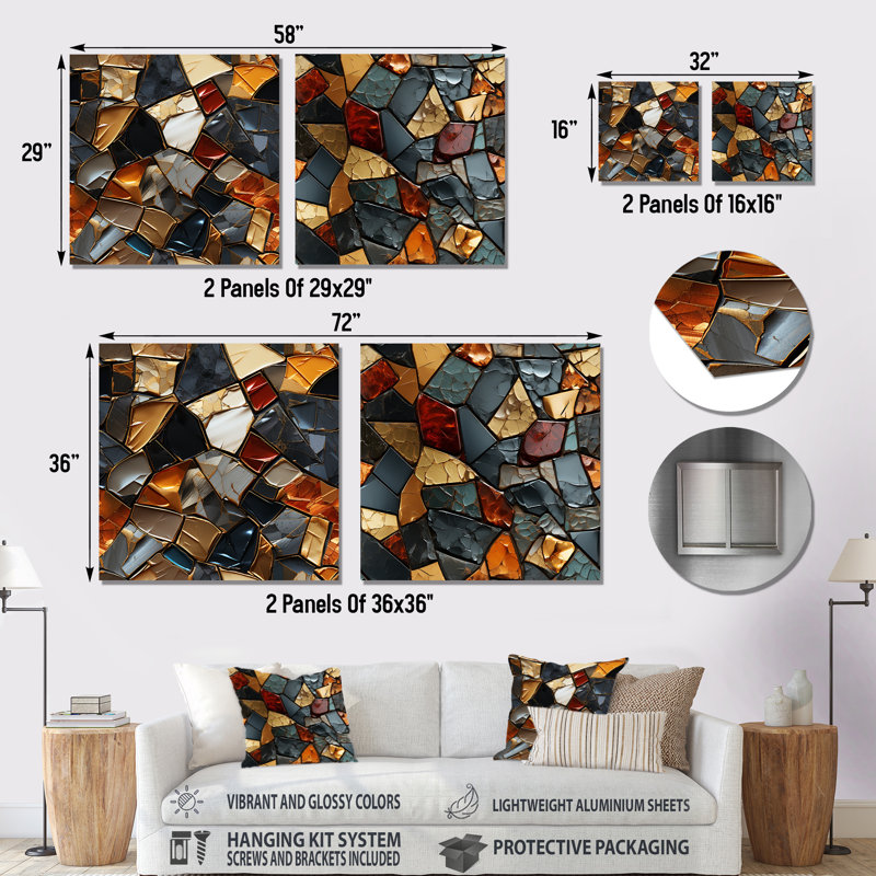 Cubic Mosaic Marble Tiles I - Abstract Tile, H 16 po x l 32 po