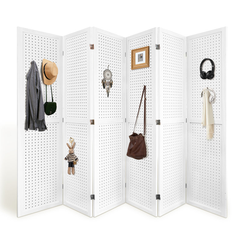 Paravent en bois, 6, Blanc