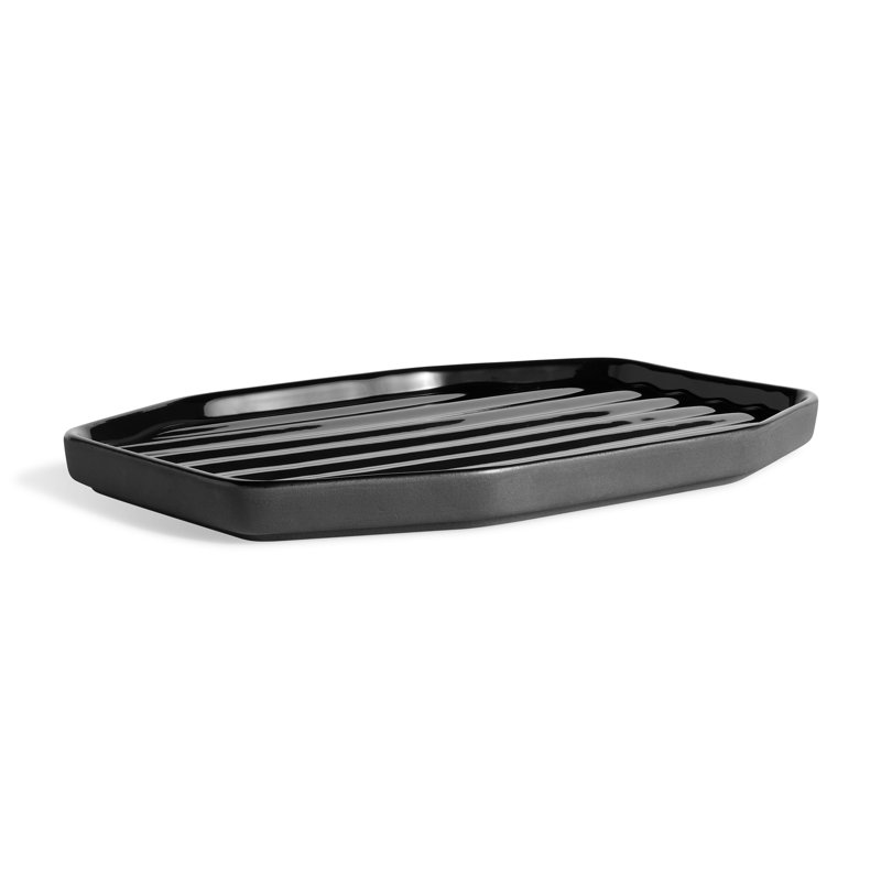 Vice Versa Ceramic Decorative Tray, 1" H x 11" W x 8" D, Black