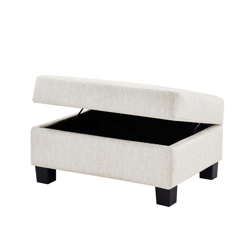 Canapé modulaire Canapé rembourré en chenille de 111,8 po en U avec repose-pieds de rangement mobile pour le salon, Blanc