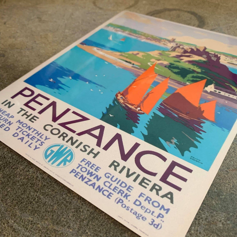 Kaelahni Penzance In Cornish Riviera British Railway Metal Sign