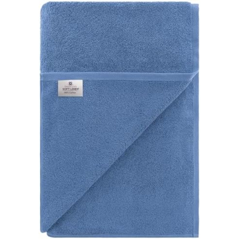 Soft Linen Oversized Bath Sheet 40X80 Extra Large For Bathroom, 600 GSM 100% Cotton Turkish Jumbo Bathsheet Towels For Adults, Electric Blue Bath Sheet