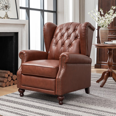 Almantas 31.5" W Genuine Leather Push-Back Recliner