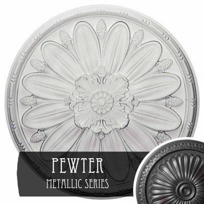 Médaillon de plafond Endurathane perle, DO de 26 1/4 po x P 1 1/2 po (convient aux auvents jusqu'à 1 7/8 po), finition craquelée d'hamamélis peinte à la main