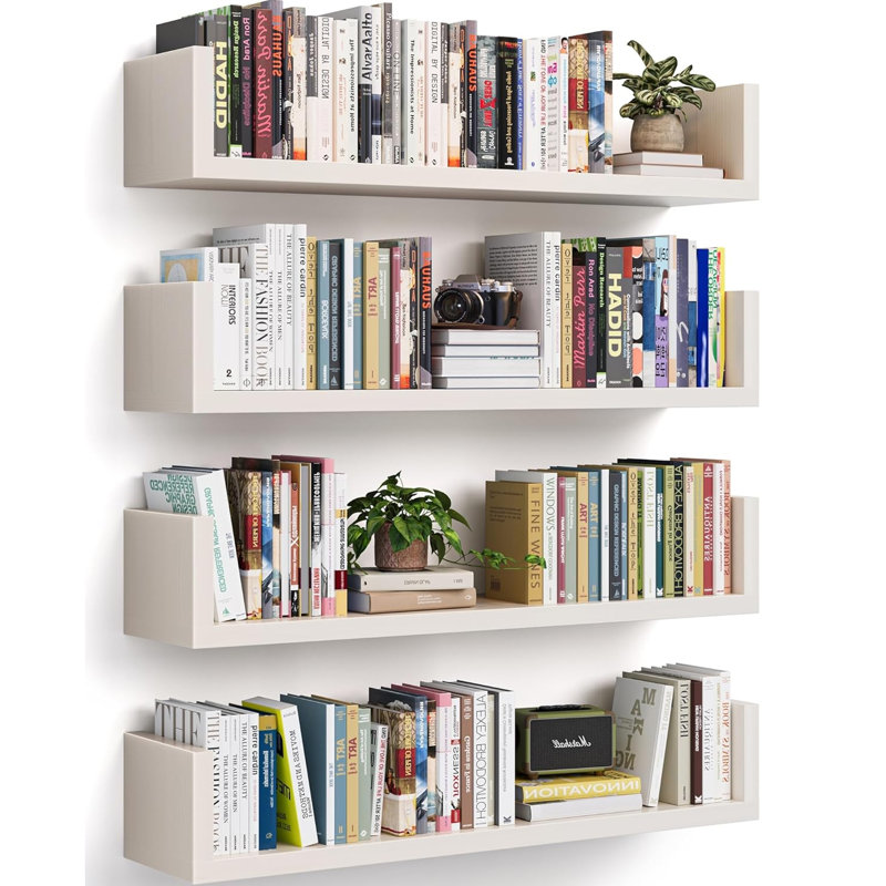 Tablettes flottantes, 4 pièces, blanc