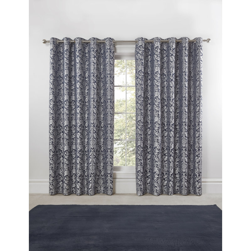 Eden Room Darkening Curtain Pair, Navy, 116 W x 137 D cm