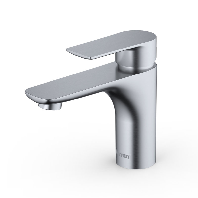 Karran Kayes Single Handle Single Hole Bathroom Faucet With Matching Pop-up Drain, Stainless Steel