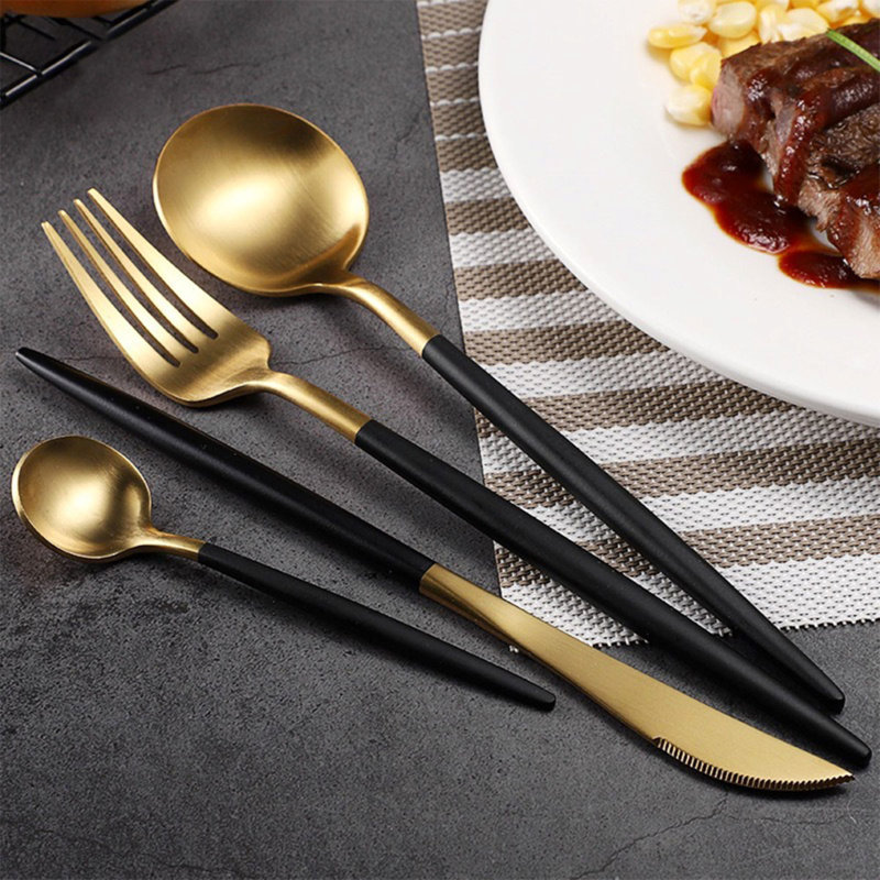 Royal Cutlery Set, Matte Gold/Black