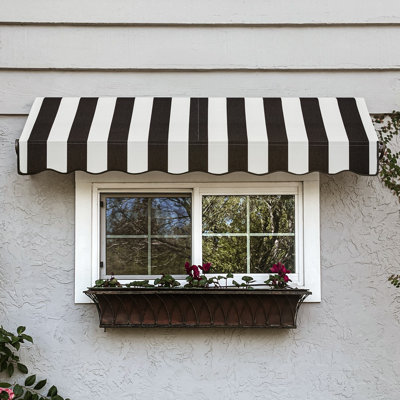 Awntech Charleston Acrylic Fabric Awning with Iron Scroll Arms