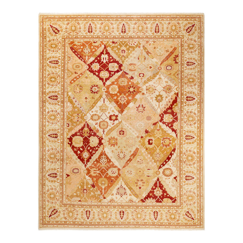 Tapis unique en laine noué à la main 9 pi x 11 pi 9 po nouvel âge Tymek