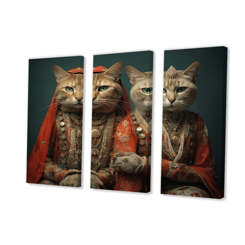«Cats In Retro Fashion - Animals», ensemble de reproductions d'art mural, H 32 po x l 48 po x P 1 po